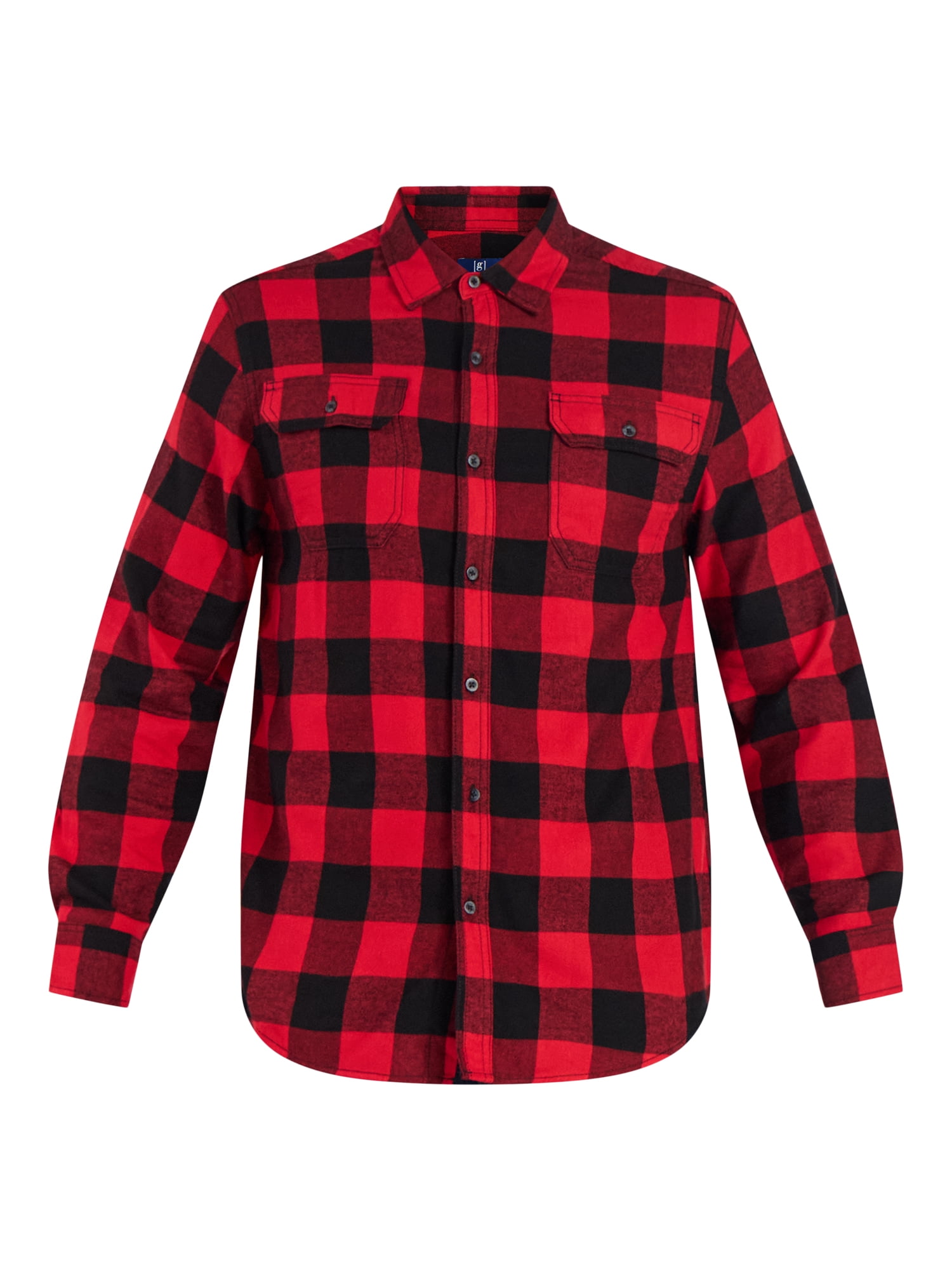 George Men's and Big Men's Double Pocket Flannel Shirt, 2 Pack, Sizes XS-3XLT