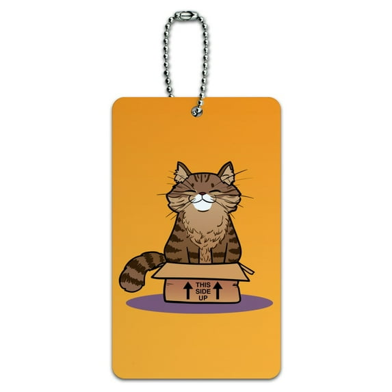 Cat Sitting in Box Luggage Card Suitcase Carry-On ID Tag