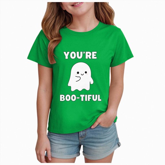 Xyant Halloween Shirt Boy Girl Pumpkin/Ghost Tshirt Short Sleeve Tee Tops Spooky Season Kids Toddler Fall Clothes Boys Girls Halloween Tshirt,Size 2-14 Years