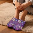 thumbnail image 3 of Uourmeti Psychedelic Bohemian Retro Cotton Slippers Non-Slip Rubber Sole Cozy Comfy Plush Fuzzy Warm House Bedroom Shoes For Women Men, 3 of 7