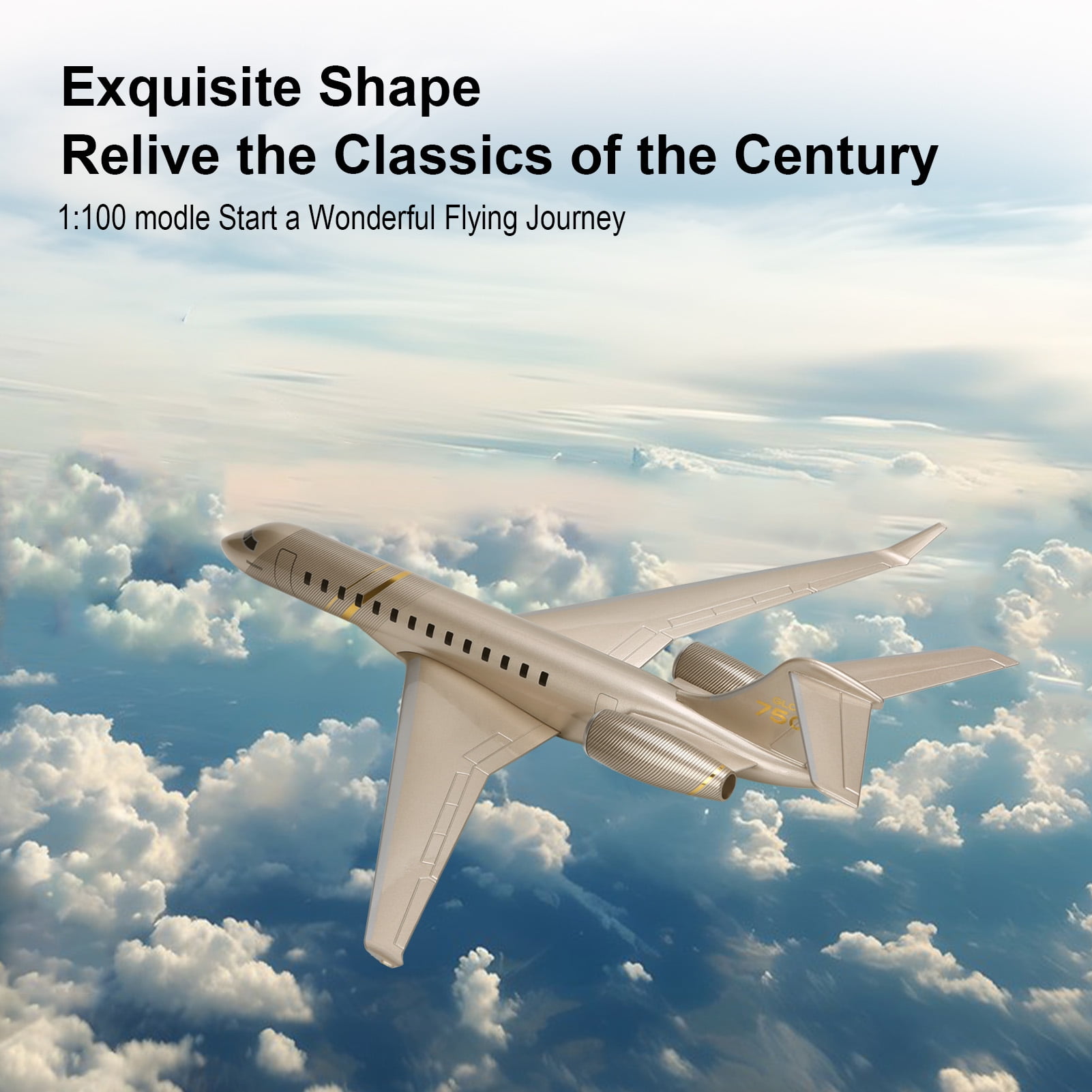 1:72 Scale Models Jet Aviation Gulfstream Model Airplane for Bombardier Global 7500 Business Jet, Alloy Gold Plane Models Diecast Airplane Model Jet for Collection or Office Ornaments Gift
