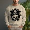 thumbnail image 2 of Men's 330g 100% Cotton Pumpkin Skull Pattern Dropped Shoulder Crew Neck Sweatshirt, 2 of 15