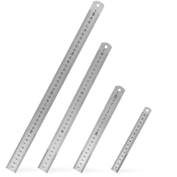 HLONK 4 Pcs Règles en Acier Inoxydable Échelle Double Face Outils de Mesure