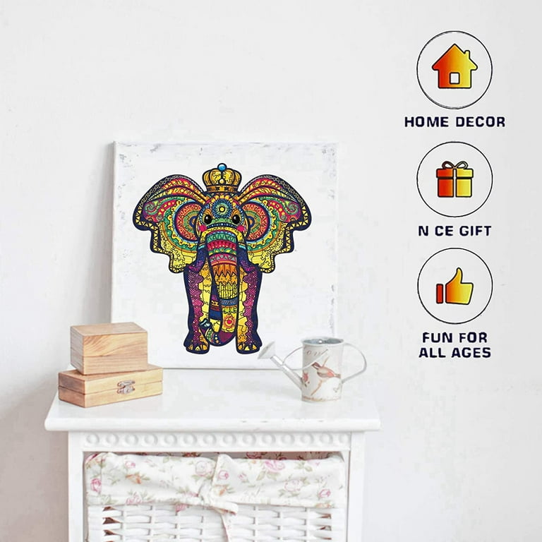  AIXIWAWA Colorful Painting Elephant 500 Piece Puzzle for  Adults, Wooden Jigsaw Puzzles for Fun Family Activity 20.5 x 14.9 inch :  Toys & Games