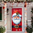 thumbnail image 5 of 35x79 Inch Elastic Christmas Wreath Door Cover, Stretchable Fabric Holiday Front Door Wrap with Bow, Festive Winter Entryway Banner Decoration for Home Outdoor Party, 5 of 5