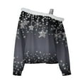 thumbnail image 4 of IROINNID Blouse for Women One-Shoulder Sexy Christmas Printed Plush Long Sleeve Pullover Casual Tops On Sale,Gray, 4 of 5