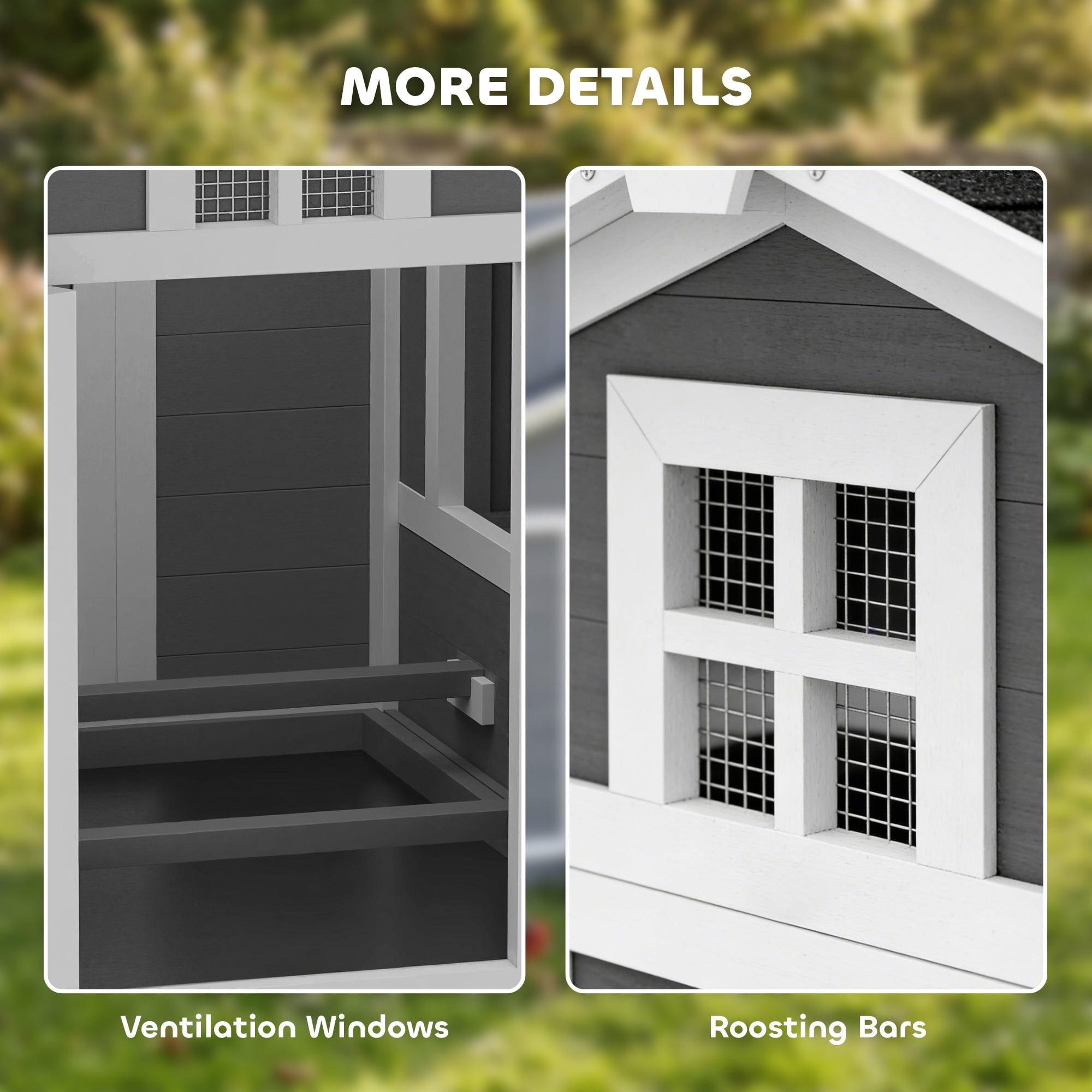 PawHut Chicken Coop for 2 Chickens, Wooden Hen House with Nesting Box, Pull-Out Tray, Ventilation Windows, Poultry Hutch Rabbit Cage