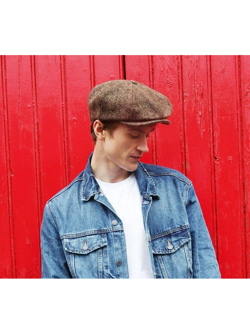 Hanna Hats Irish Newsboy Cap Donegal Tweed 8 Piece 100% Wool
