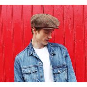 Hanna Hats Irish Newsboy Cap Donegal Tweed 8 Piece 100% Wool Hat for Men Made in Ireland | Brown Fleck Salt & Pepper