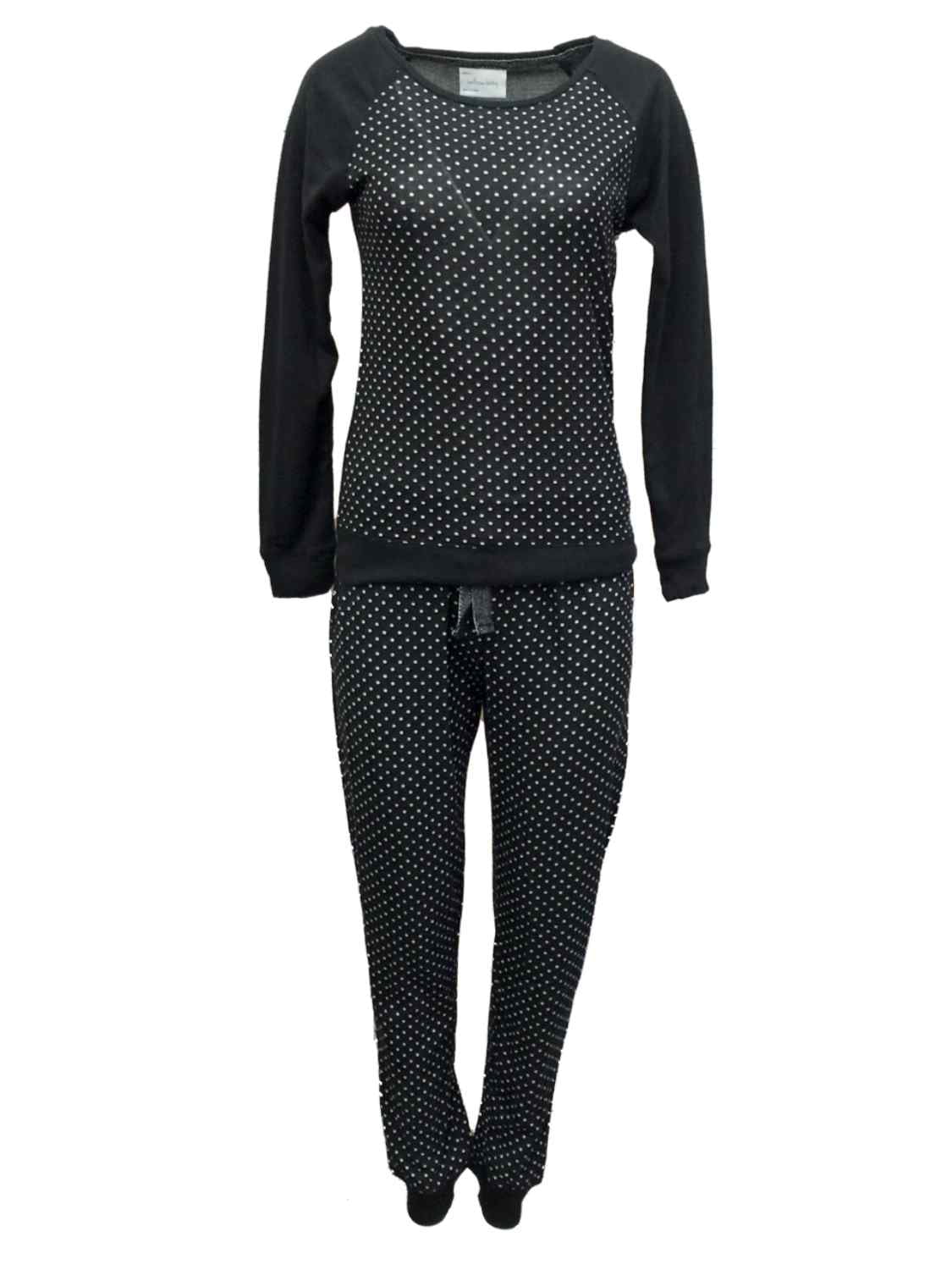 Willow Bay Willow Bay Womens Black & White Polka Dot Pajamas Soft