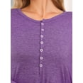thumbnail image 5 of DARING DIVA Women's Long Sleeve Long Soft Button Down Nightshirt S Purple, 5 of 7