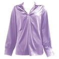 thumbnail image 4 of Purple Long Sleeve Shirts for Women Satin Cowl Neck Blouse Elegant Long Sleeve Work Shirt Top for Women, 4 of 4