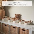 thumbnail image 4 of Set of 5 Off White Woven Cotton Baskets, Storage Bins with Handles for Shelf, 4 of 7