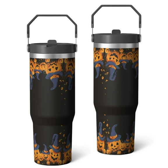 30oz Leak Proof Stainless Steel Tumbler - Flip Straw Insulated Travel Mug with Handle - Triple Wall Technology - Hot and Cold Retention - Fits Car Cup Holders - BPA Free - Dishwasher Safe