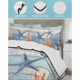 thumbnail image 4 of Quilts Twin-XL Size Bedding Set, Teal Blue Coastal Lightweight Quilted Comforter, Starfish Coral Shell Wooden Summer Ocean Soft Bedspread Coverlet with Pillow Covers for All Season, 68" x 98", 4 of 7
