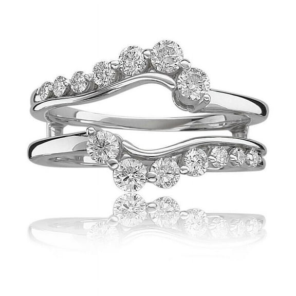 beryl_creation 0.80 Ct Round Cut White Diamond Enhancer Guard Wrap Engagement Ring For Women's 14K White Gold Plated 925 Sterling Silver -5.5