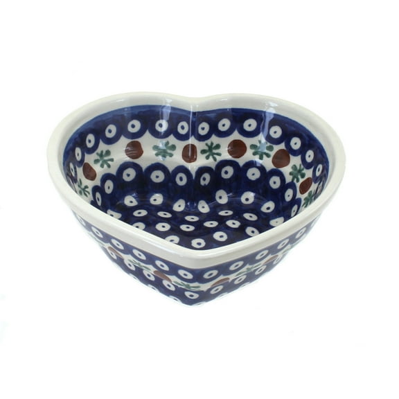Blue Rose Polish Pottery Nature Small Heart Bowl