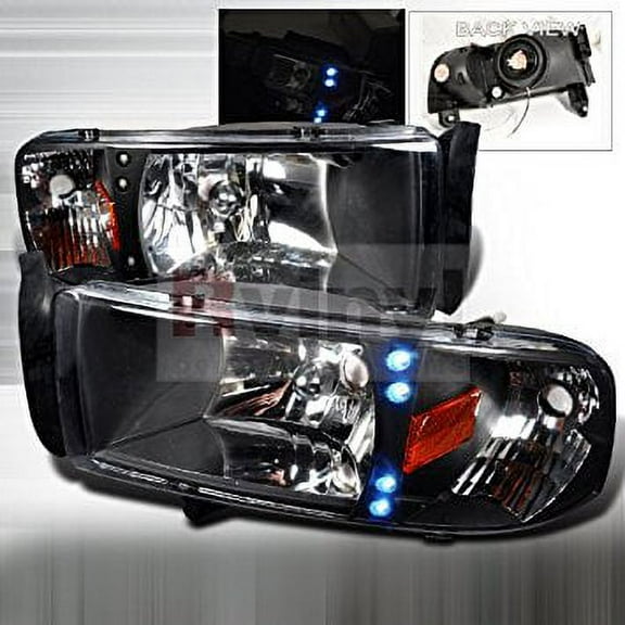 Spec-D Tuning Dodge Ram 1994 1995 1996 1997 1998 1999 2000 2001 Euro Headlights - Black Smoke
