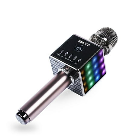 H8 Portable BlueTooth Wireless Karaoke Microphone with LED Light, Metallic