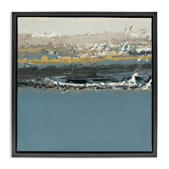 Stupell Industries Paint Streaked Abstraction Abstract Painting Black Floater Framed Canvas Art Print Wall Art, 18 x 18