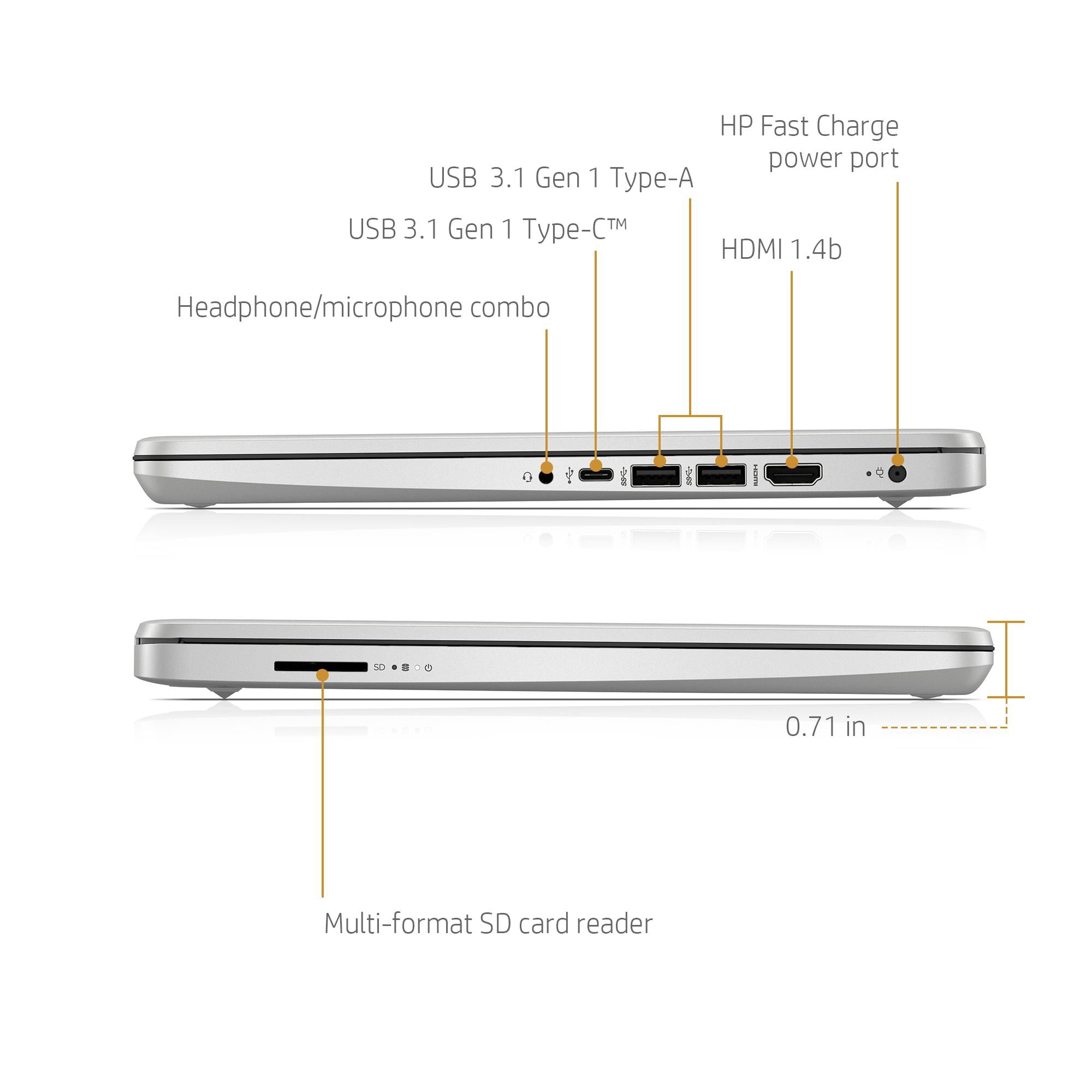HP 14 Laptop, Intel Core i5-1035G1, 8GB SDRAM, 256GB SSD + 16GB Intel Optane memory, Natural Silver, 14-dq1039wm