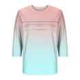 thumbnail image 5 of Otntypg Plus Size Womens Ombre T-Shirts Loose Oversized Casual Fall Ruched Pleated Flowy Tunic Blouse Dressy 3/4 Sleeve Gradient Color Crewneck Pullover Sweatshirts Pink XXL, 5 of 6