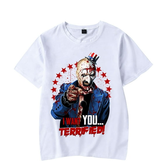 Terrifier Halloween Tshirt Scary Horror Movie Merch Cosplay Short Sleeve T-shirt Summer For Men/Women Streetwear
