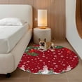 thumbnail image 3 of Round Area Rugs Collection 4 Ft, Christmas Red Non-Slip Residential Carpet, Snowman Xmas Pine Branch Cardinal Bird Snowflake Indoor Crawling Mats Runner Rugs for Living Room/Dining Room/Bedroom, 3 of 8