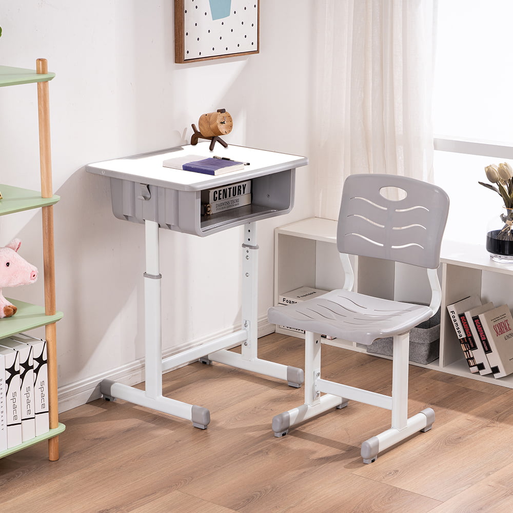 Height Adjustable Children Desk and Chair Set Student Study Table School Desk 