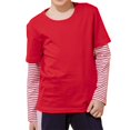thumbnail image 2 of Ruyang Youth Cotton Soft Shirt Striped Sleeve Long Crew Neck Tops Clothes Baby Kids Unisex Lightweight Comfy Pullover Shirt, 2 of 5