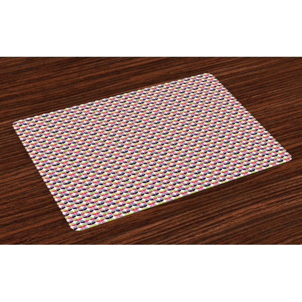 Geometric Placemats Set of 4 Colorful Arrangement of Half Circle Shapes