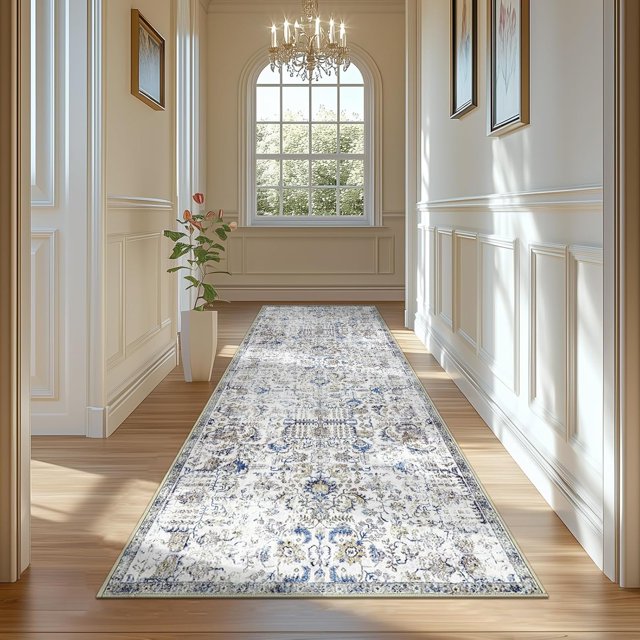 Area Rug x Vintage Rug Indoor Washable Rug Retro Accent Rug Distressed Carpet Multi Floral Print Country Boho Rug Non Slip Kitchen Bedroom Living Room Dining Room Office