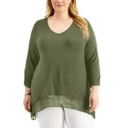 MSRP $30 Style & Co Plus Size Layered-Hem Tunic Green Size 1X
