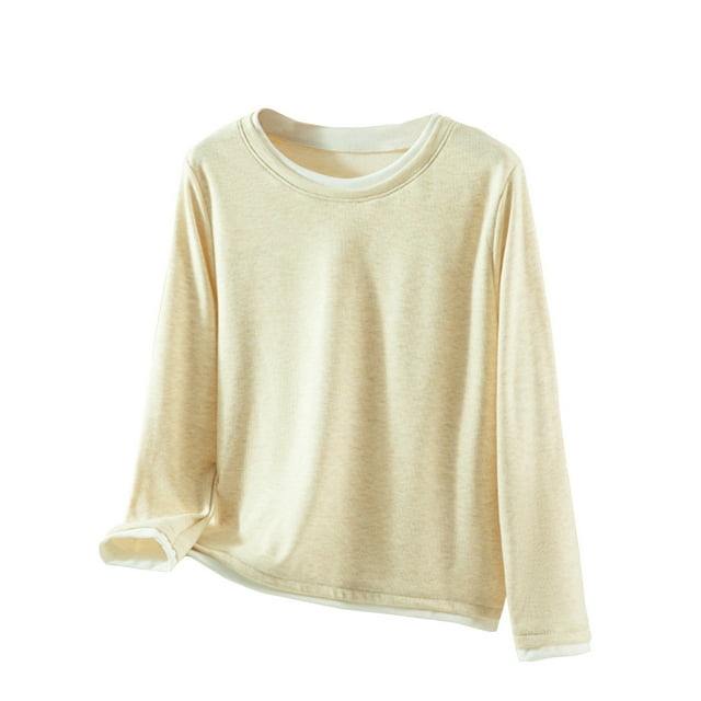 FAIWAD Womens Long Sleeve Tops Fleece Lined Base Layer Undershirt Solid Color Thermal Blouses
