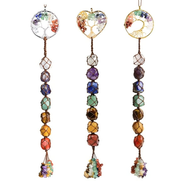 Adorno colgante iStone de cristal con forma de árbol de la vida de 7 chakras