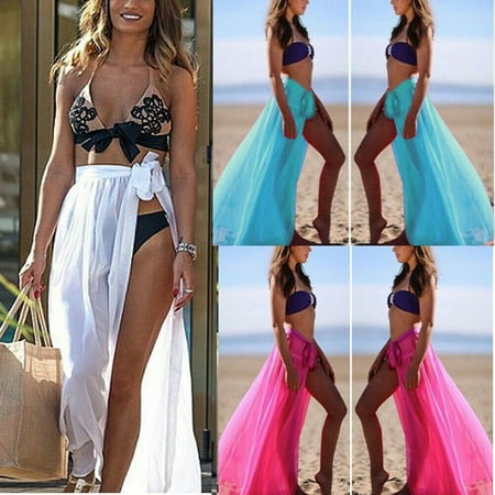 Womens Swim Wear Bikini Cover Up Sheer Beach Mini Wrap Skirt Sarong Pareo Shorts