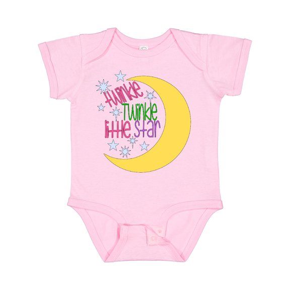 Inktastic Twinkle Twinkle Little Star with Yellow Moon Boys or Girls Baby Bodysuit