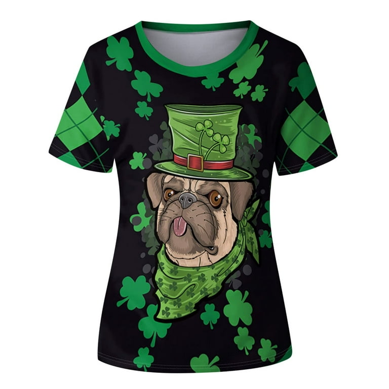 HAPIMO Rollbacks Women's St.Patrick's Day Shirt Lucky Green Day Gifts  Clover Graphic Print Pullover Long Sleeve Shirts for Women Round Neck Tee  Shirt Cozy Casual Tops Black XXL 