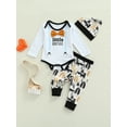 thumbnail image 2 of Seyurigaoka 3Pcs Baby Boys Outfit, Letters Romper + Cartoon Fox Print Pants + Hat, 2 of 8
