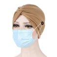 thumbnail image 3 of SPRING PARK Fashion Solid Color Women Casual Cross Knot Soft Button Beanie Skull Cap Muslim Turban, 3 of 3