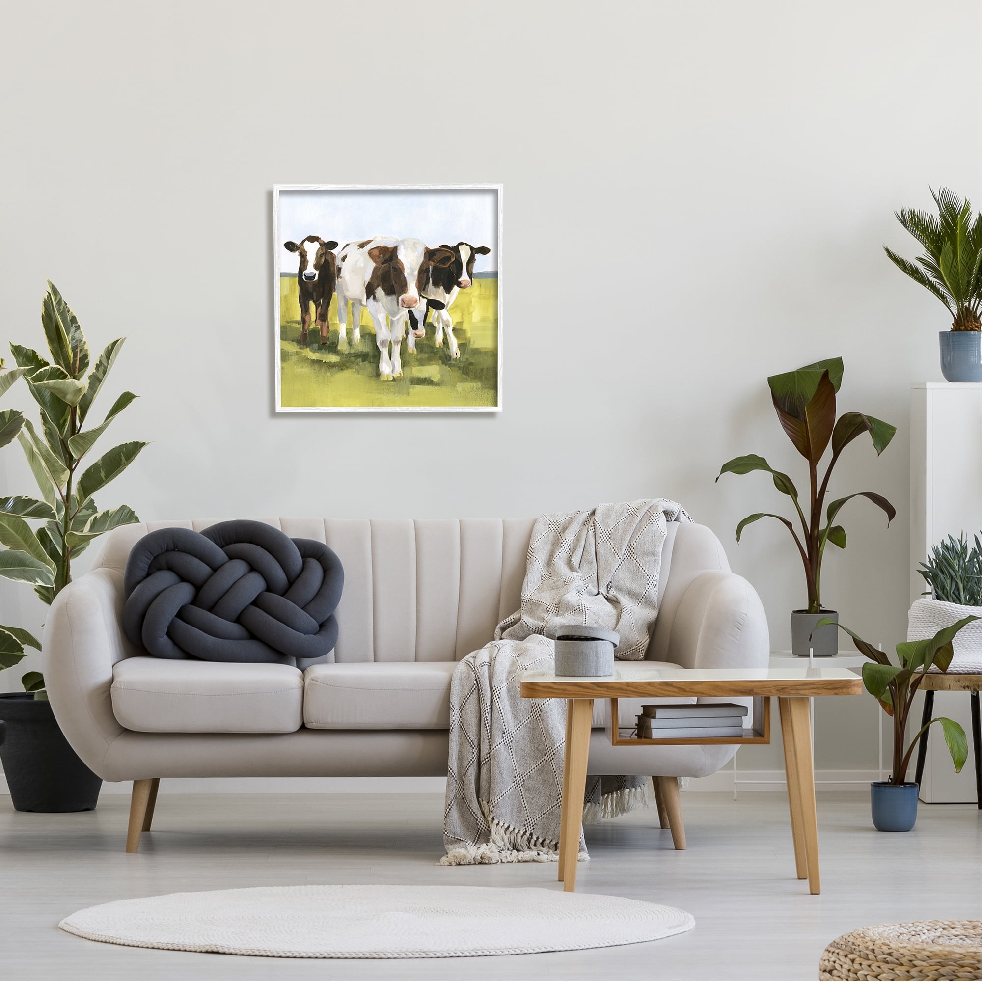 Stupell Country Cows Rural Painting Animals & Insects Painting White Framed Art Print Wall Art