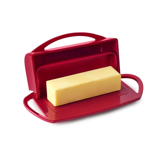 Butter Dish Better Dish con tapa abatible sin esparcidor (rojo)