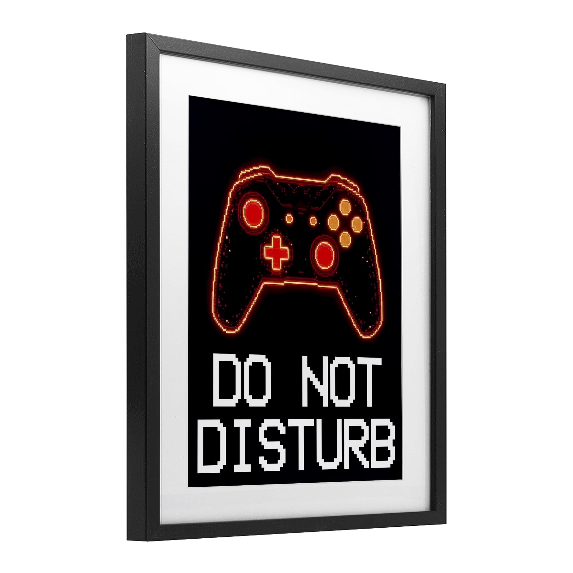 Do Not Disturb Neon Control Black Framed Print Under Glass, design by Kim Allen
