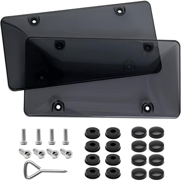 DADHOT,2 Pcs License Plates Cover Black Unbreakable Dark Design,Fits All Standard 6x12 inches License Plates,Protect Your Front & Back License Plates