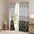 thumbnail image 3 of Erosebridal Geometric Honeycomb Black Out Curtains For Boys Girls,Marble Hexagon Curtains Pack of 2 (42x63 Each) For Teens Adults,Black Grey Gold, 3 of 6