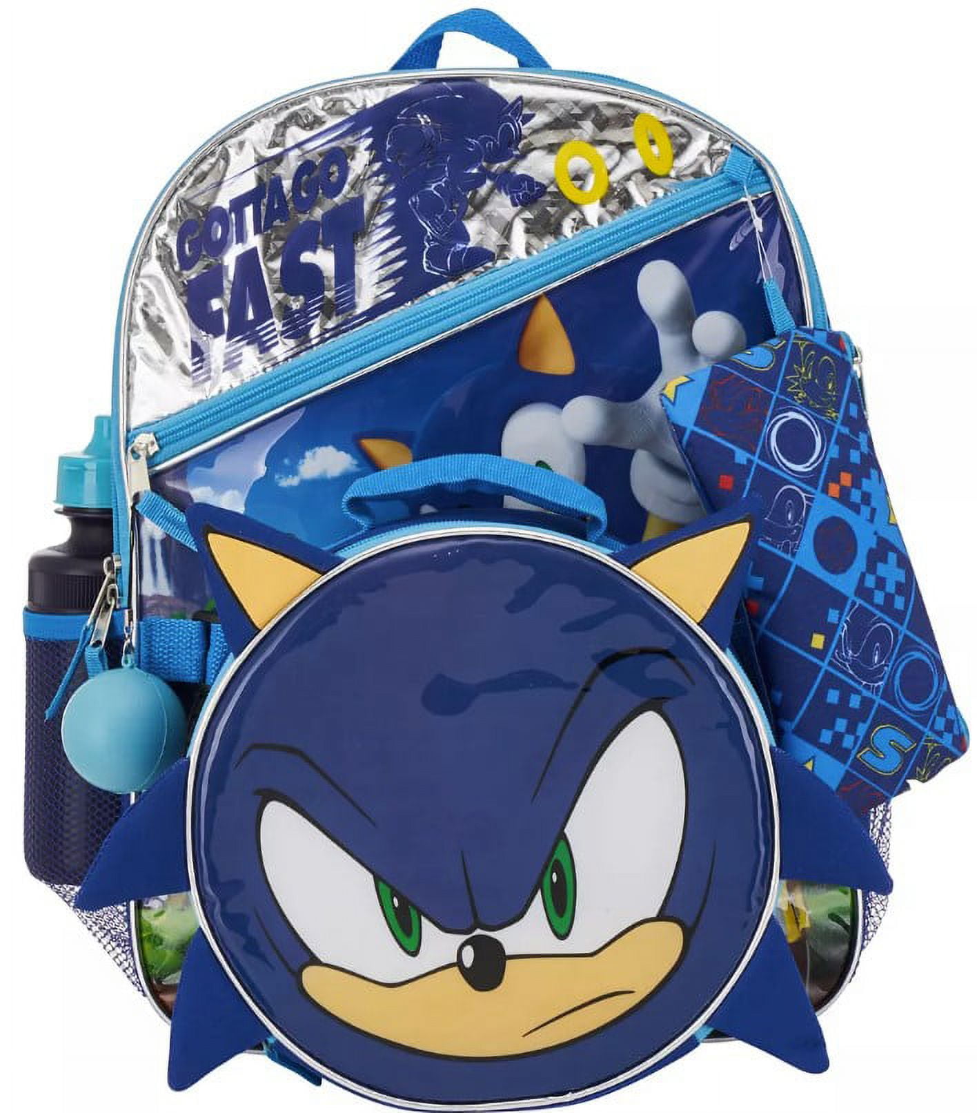 Sonic The Hedgehog School Travel Backpack 2 Piece Set With Detachable Lunch  Box Multicoloured