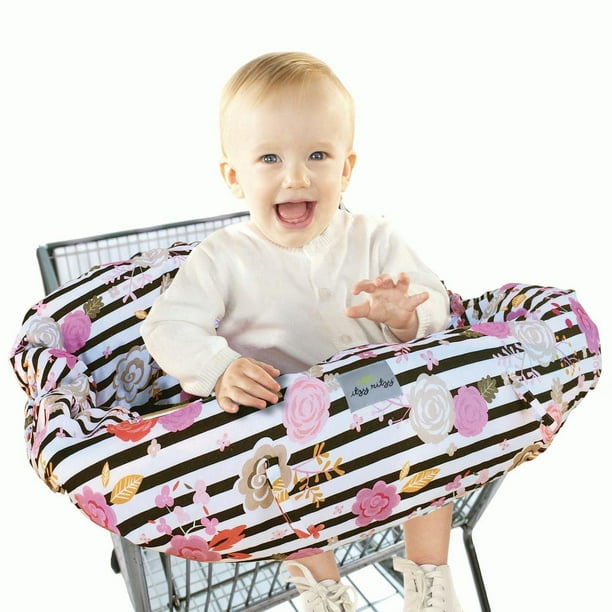 Itzy Ritzy Shopping Cart And High Chair Cover Featuring Padding Toy Loops Floral Stripe Walmart Com Walmart Com