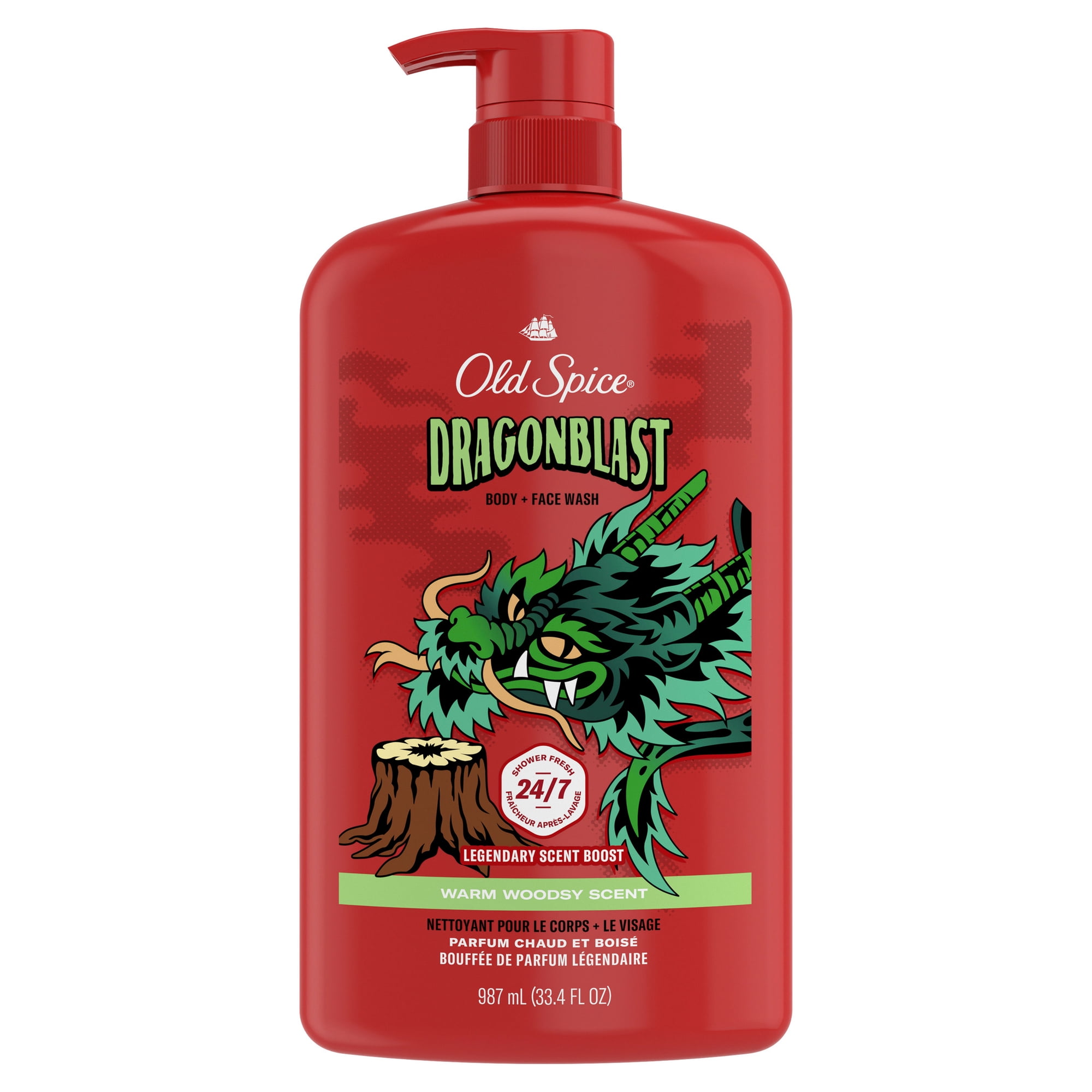 Old Spice Body Wash for Men, Dragonblast, Warm Woodsy Scent, 33.4 fl oz