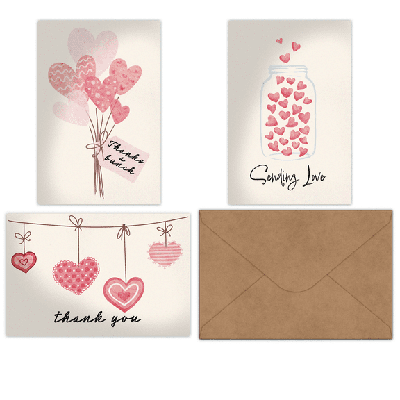 Pro Supply Global Hearts Thank You Cards With Envelopes 24 Count Assortment