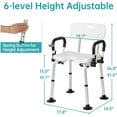 thumbnail image 5 of ELENKER Height Adjustable Shower Chair,  Bath Bench Shower Seat with Flip-up Armrests for Elderly, Disabled and Pregnant Women, 5 of 6